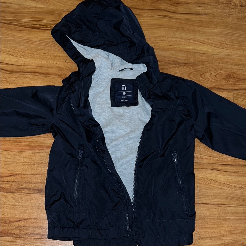 GAP Black Raincoat Hooded Weather-Resistant